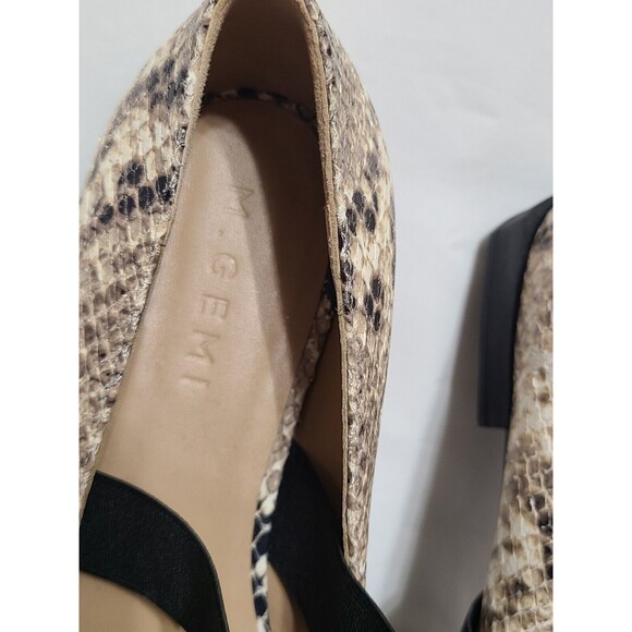 M. Gemi Snakeskin Flats with Black Straps - Picture 2 of 8